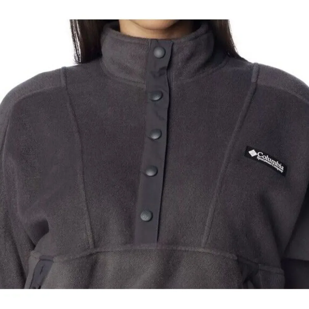NWT $90 Women's Columbia WinterTrainer‎ Fleece 1/2 Snap Button Pullover Gray XL